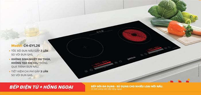 Bếp từ 1 từ 1 hồng ngoại đa dạng với các loại xoong nồi