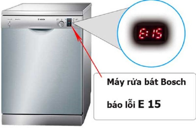 Lỗi e15 máy rửa bát Bosch 