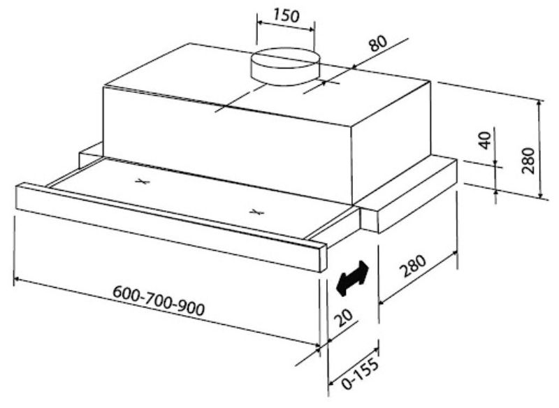 Kích thước máy hút mùi bếp âm tủ