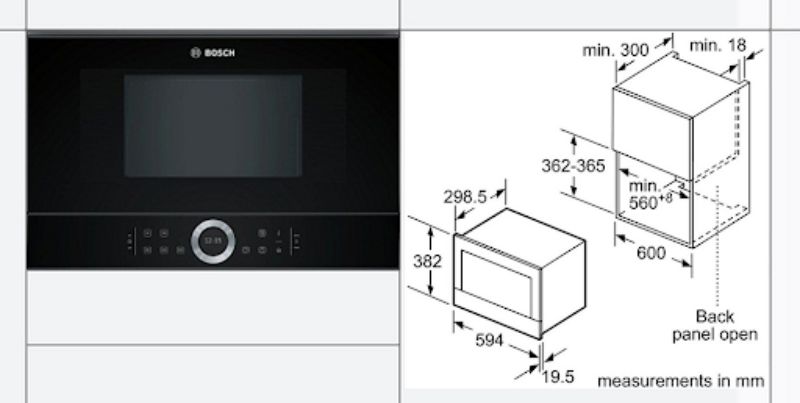 Kích thước lắp đặt lò vi sóng