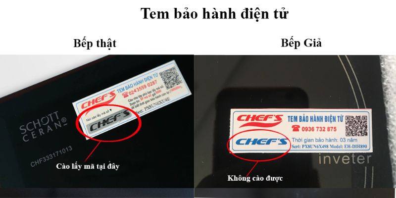 nhận biết bếp từ Chefs thật giả