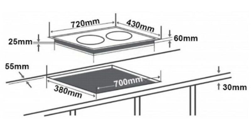 Thông số bếp từ đôi Abbaka AB 72IHS