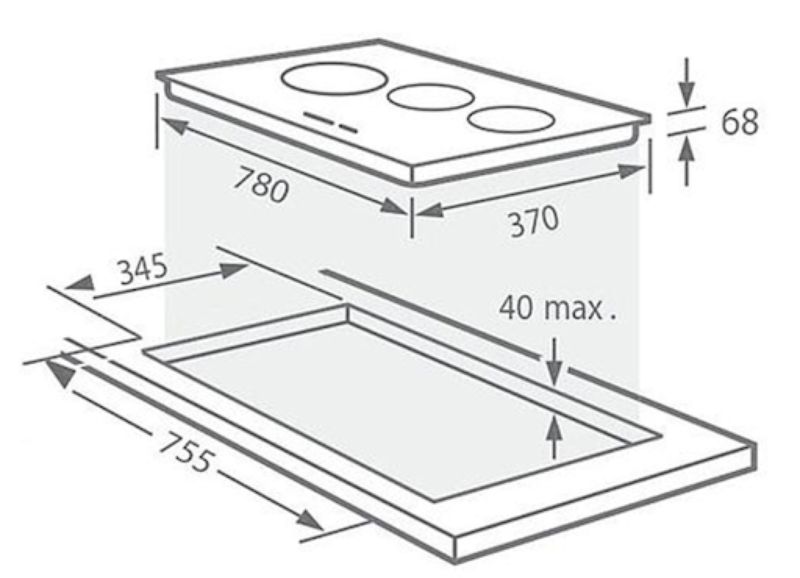 Kích thước bếp từ GIOVANI G-390SD