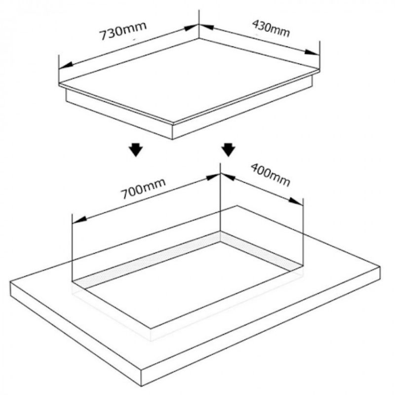 Kích thước lắp đặt bếp từ giovani g-19022 msd